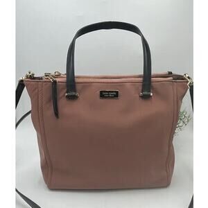KATE SPADE Medium Satchel Dawn Sparrow Dusty Mauve Nylon Black Leather Tote‎ Bag